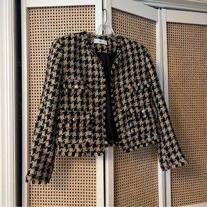 MANGO Cropped Houndstooth Blazer